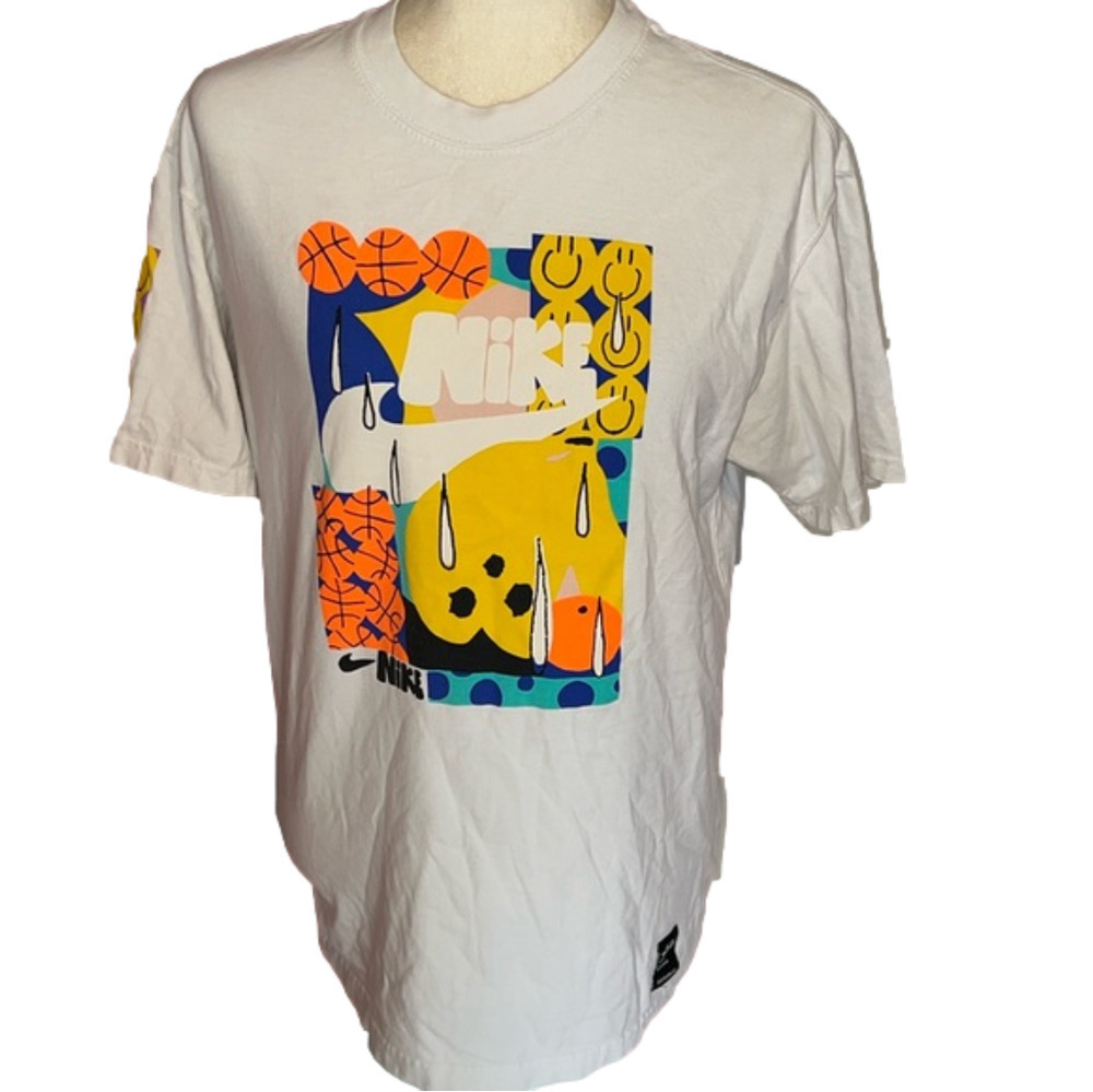 Nike Sportswear Have A Nike Day Smiley Shirt White Multi DQ1012-100 Men Size S
